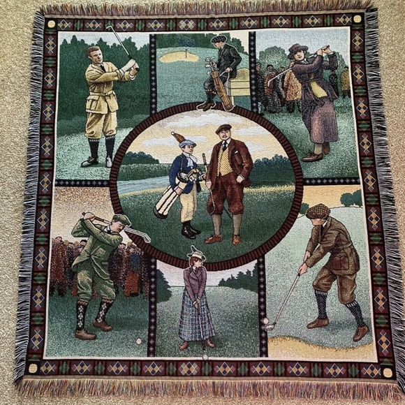 American Weavers Golfer Blanket Couch Bed Throw - Picture 2 of 12